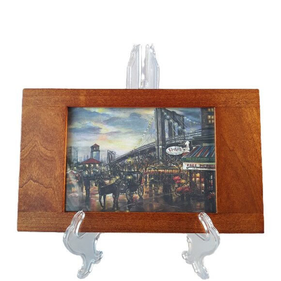 Aaron Brothers Walnut Thick & Thin Wood Photo Frame 5x7 Minimalist Contemporary - Picture 1 of 5